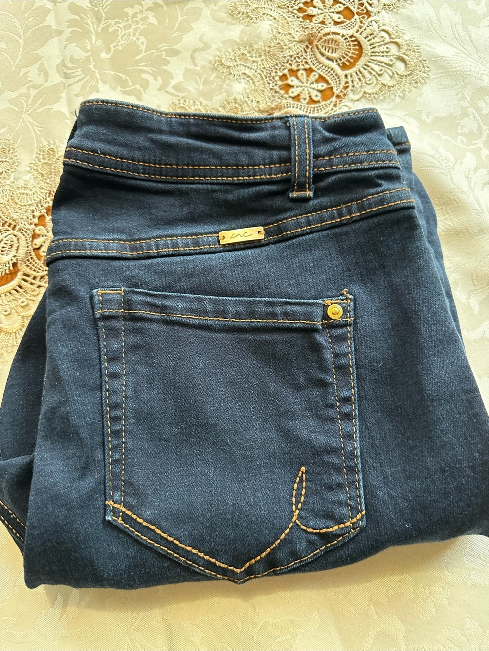 INC International Concepts Dark Blue Stretch Jeggings with Contrast Stitching 8s
